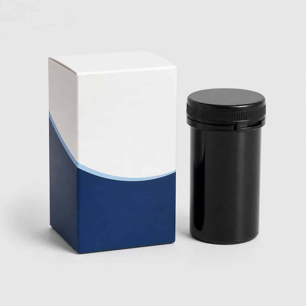 Boîte de bandelettes de test avec flacon refermable