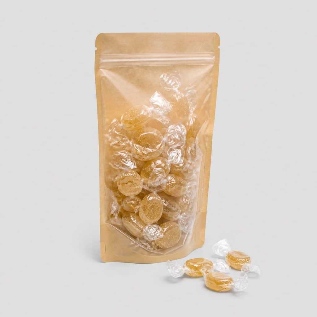 Sachet refermable de bonbons au gingembre avec bonbons emballés individuellement