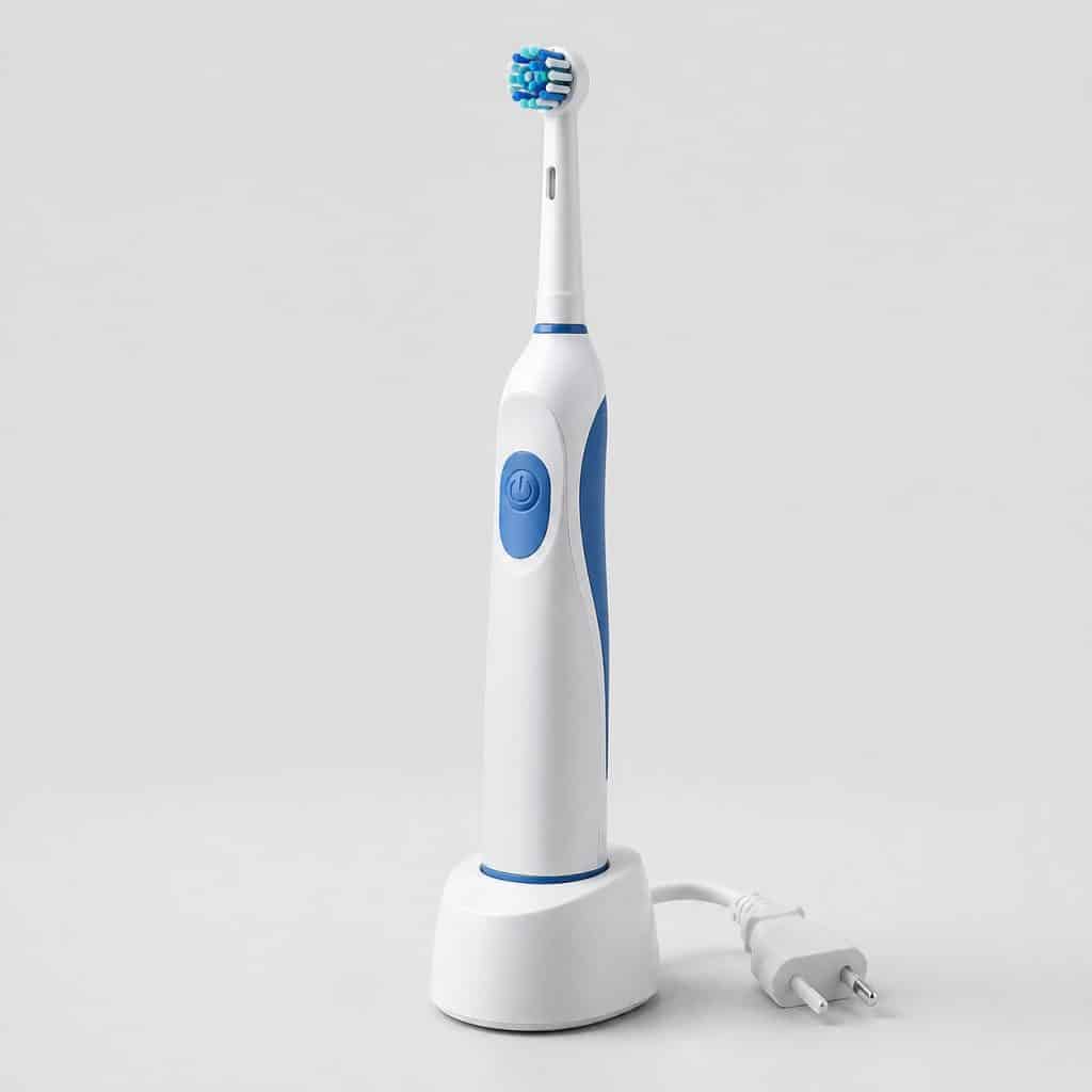 Brosse à dent électrique à mouvement rotatif avec son chargeur