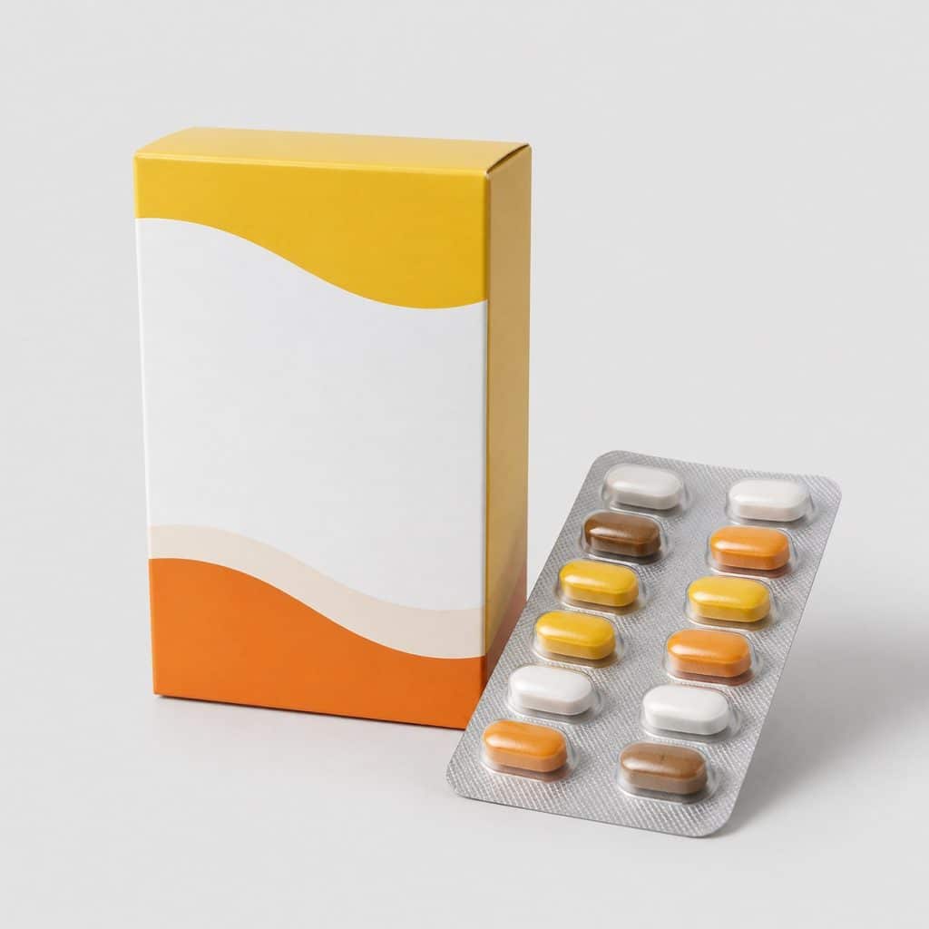 Boîte de multivitamines pour femme avec plaquette de comprimés