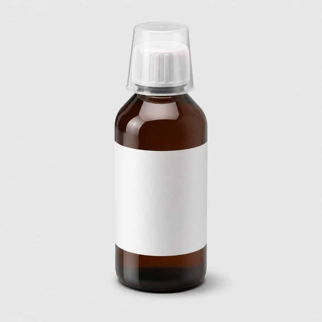 Flacon de sirop apaisant pour la voix avec bouchon doseur